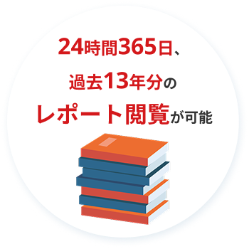 24時間365日、過去13年分のレポート閲覧が可能